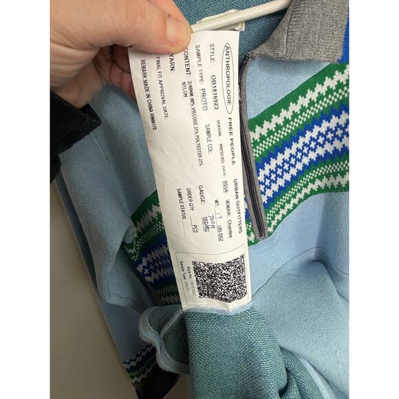 Maeve Striped 3/4 Sleeve Collared Fit & Flare Mini Dress Blue Green Women Medium - Picture 7 of 10